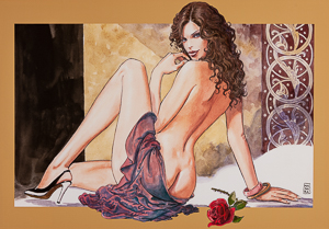 Milo Manara print on canvas, Seduction