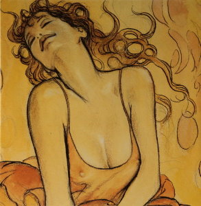 Milo Manara print on canvas, Eros