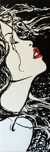 Reproducción sobre tela de Milo Manara, Los labios rojos 30 x 90 cm